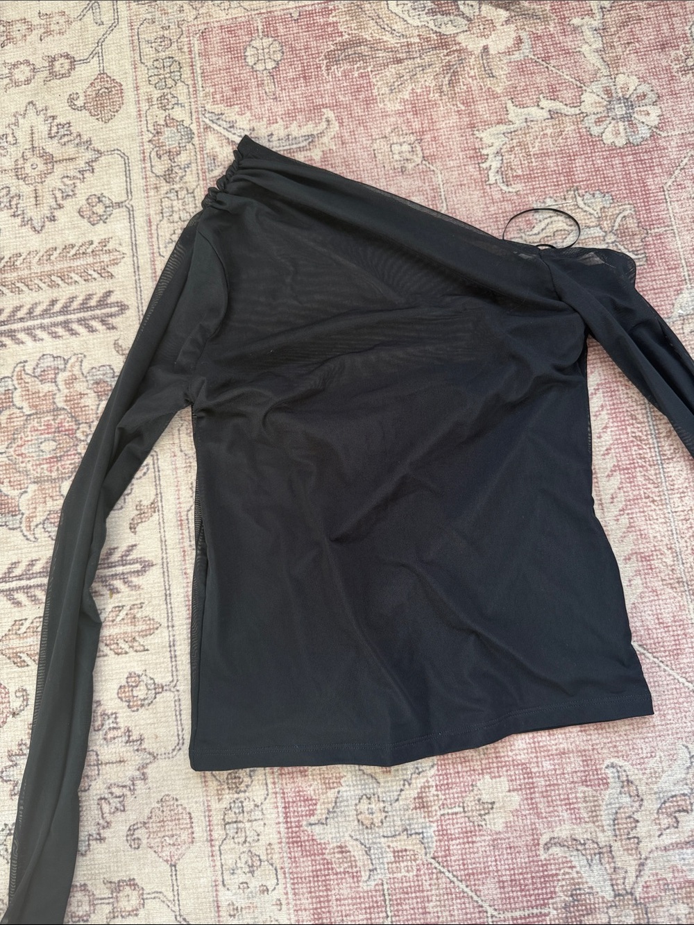 Abercrombie & Fitch Black One-Shoulder Long Sleeve Top
